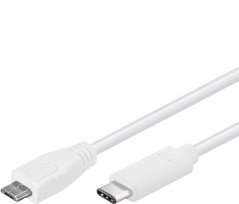 PremiumCord Kabel USB konektor C/male - USB 2.0 Micro-B/male, bílý, 1m