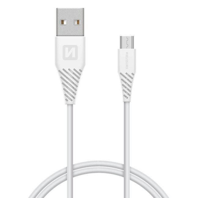 DATOVÝ KABEL SWISSTEN USB / MICRO USB 1,5 M BÍLÝ (6,5mm)