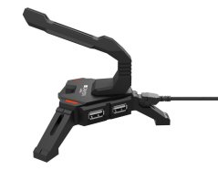 CANYON Držák kabelu myši WH-100, 2v1, 4port USB hub, LED podsvícení, 1.5m kabel, černá