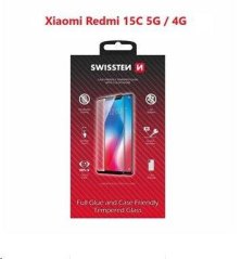 SKLO SWISSTEN FULL GLUE, COLOR FRAME, CASE FRIENDLY PRO XIAOMI REDMI 15C 5G / 4G ČERNÉ