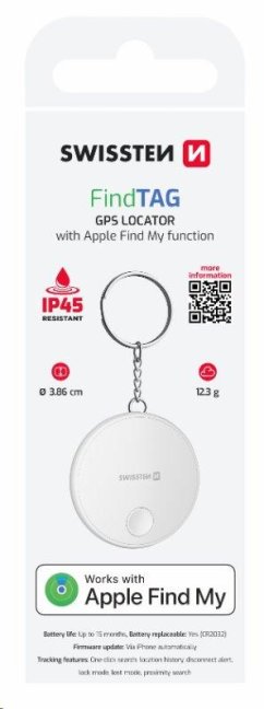 SWISSTEN FIND TAG CHYTRÝ LOKÁTOR S FUNKCÍ APPLE FIND MY BÍLÝ