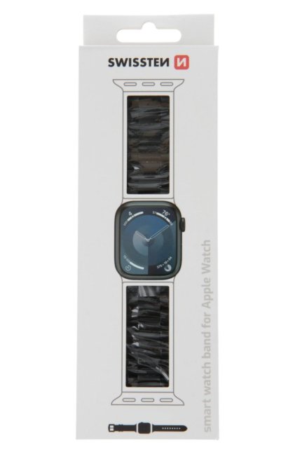 SWISSTEN ŘEMÍNEK PRO APPLE WATCH KOVOVÝ 38 / 40 / 41 mm ČERNÝ