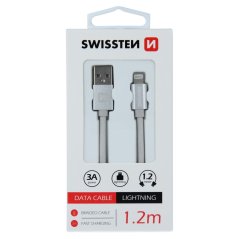 DATOVÝ KABEL SWISSTEN TEXTILE USB / LIGHTNING 1,2 M STŘÍBRNÝ