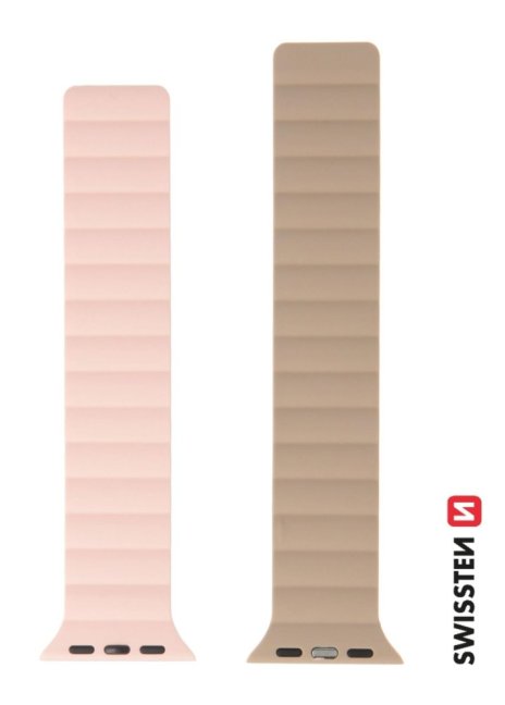 SWISSTEN ŘEMÍNEK PRO APPLE WATCH SILIKONOVÝ - MAGNETIC 38 / 40 / 41 mm RŮŽOVO/CAPPUCCINO