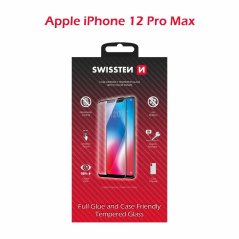 SKLO SWISSTEN FULL GLUE, COLOR FRAME, CASE FRIENDLY PRO APPLE IPHONE 12 PRO MAX ČERNÉ