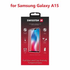 SKLO SWISSTEN FULL GLUE, COLOR FRAME, CASE FRIENDLY PRO SAMSUNG A155F GALAXY A15 / A15 5G ČERNÉ