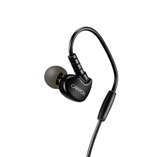 CANYON Bluetooth Sluchátka sportovní s mikrofonem, 0.3m kabel, černé