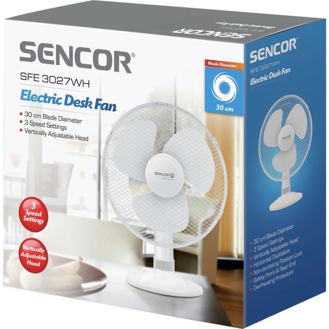 SENCOR SFE 3027WH-EUE3 stolní ventilátor, bílý