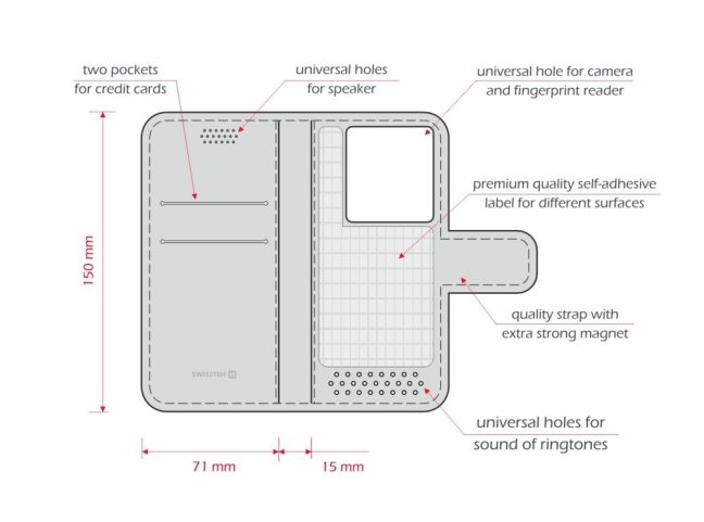 POUZDRO SWISSTEN LIBRO UNI BOOK II L ČERNÉ (150 x 71 mm)