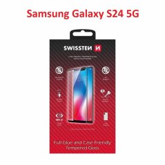SKLO SWISSTEN FULL GLUE, COLOR FRAME, CASE FRIENDLY PRO SAMSUNG S921 GALAXY S24 5G ČERNÉ