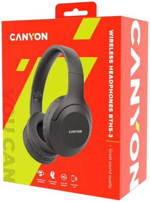 CANYON headset BTHS-3, USB-C, BT V5.1 JL6956, baterie 300mAh až 15h, 20Hz-20KHz, tmavě šedá (antracit)