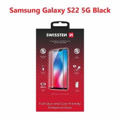 SKLO SWISSTEN FULL GLUE, COLOR FRAME, CASE FRIENDLY PRO SAMSUNG S901 GALAXY S22 5G ČERNÉ
