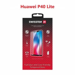 SKLO SWISSTEN FULL GLUE, COLOR FRAME, CASE FRIENDLY PRO HUAWEI P40 LITE ČERNÉ