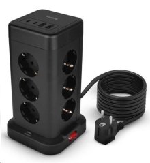 NABÍJECÍ STANICE HUSLOG 15W 12XZÁSUVKA, 2XUSB-C, 2XUSB ČERNÁ