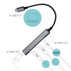 i-tec USB-C HUB pasivní, 1x USB 3.0 + 3x USB 2.0
