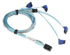Supermicro Internal MiniSAS HD SFF-8643 to 4 Right Angle SATA (75/75/90/90cm) with Sideband 75cm Cable