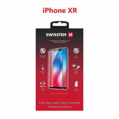 SKLO SWISSTEN FULL GLUE, COLOR FRAME, CASE FRIENDLY PRO APPLE IPHONE XR ČERNÉ
