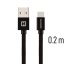 DATOVÝ KABEL SWISSTEN TEXTILE USB / USB-C 0,2 M ČERNÝ