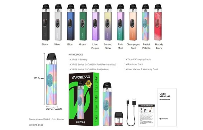 Vaporesso XROS 4 - Pod Kit - 1000 mAh - Blue