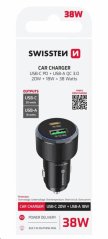 SWISSTEN CL ADAPTÉR USB-C PD + USB-A, 38W ČERNÝ