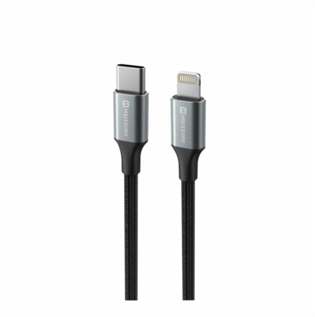 DATOVÝ KABEL SWISSTEN TEXTILE II USB-C / LIGHTNING 1,5 M ČERNÝ