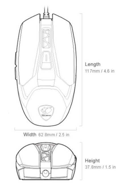 COUGAR herní myš drátová AIRBLADER čip PMW3389 16000dpi 62g light weight