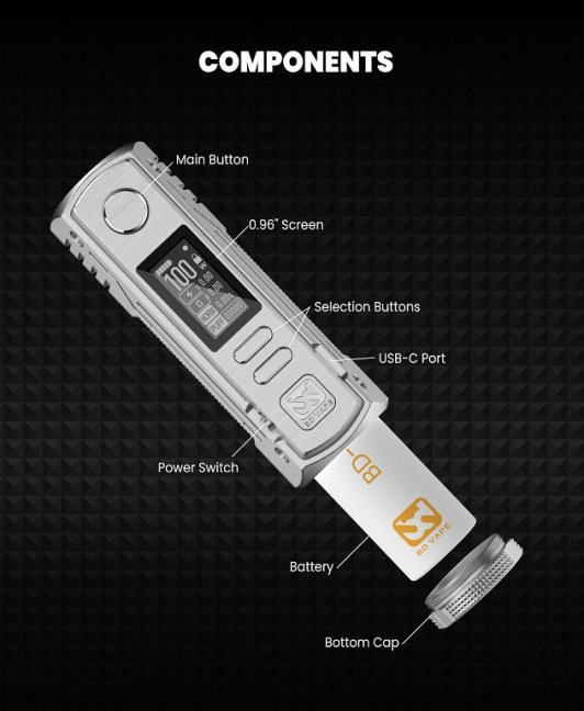 BD Vape Mod Rayden 100 V2 Champagne Gold