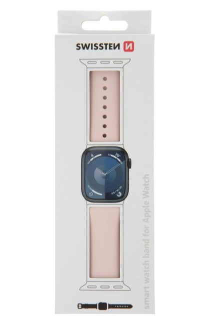 SWISSTEN ŘEMÍNEK PRO APPLE WATCH SILIKONOVÝ 42 / 44 / 45 / 49 mm PÍSKOVĚ RŮŽOVÝ