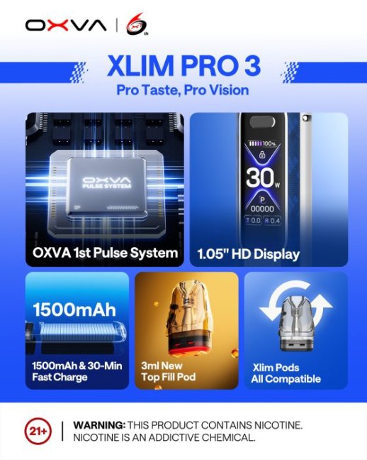 OXVA Xlim Pro 3 elektronická cigareta 1500mAh Forged Blue 1ks