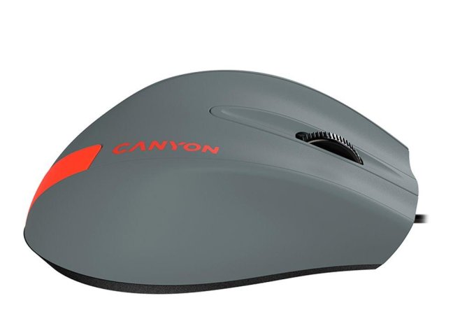 CANYON myš drátová M-11, 3 tlačítka, 1000dpi, pogumovaný povrch, modrá - šedé logo