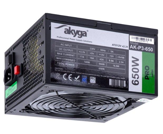 Akyga PC zdroj 650W Pro SeriesTX AK-P3-650 RGB FAN 120mm ventilátor
