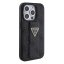 Guess PU Grip Stand 4G Strass Triangle Metal Logo Zadní Kryt pro iPhone 15 Pro Black