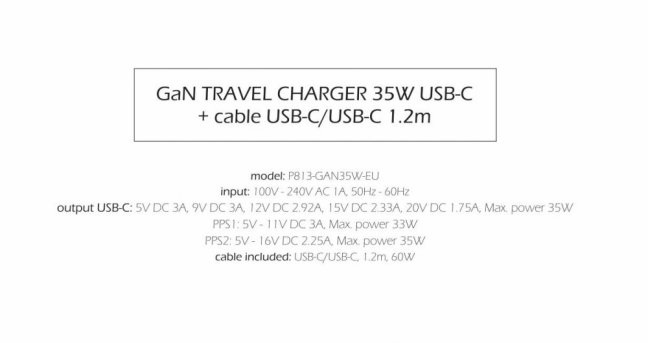 SWISSTEN SÍŤOVÝ ADAPTÉR GaN 1x USB-C 35W POWER DELIVERY ČERNÝ + DATOVÝ KABEL USB-C/USB-C 1,2 M ČERNÝ