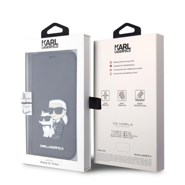 Karl Lagerfeld PU Saffiano Karl and Choupette NFT Book Pouzdro pro iPhone 12/12 Pro Black