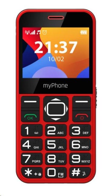 myPhone Halo 3 Senior červený s nabíjecím stojánkem