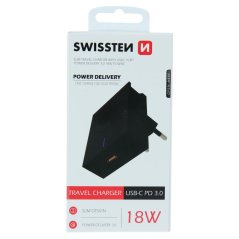 SWISSTEN SÍŤOVÝ ADAPTÉR POWER DELIVERY 3.0 18W ČERNÝ