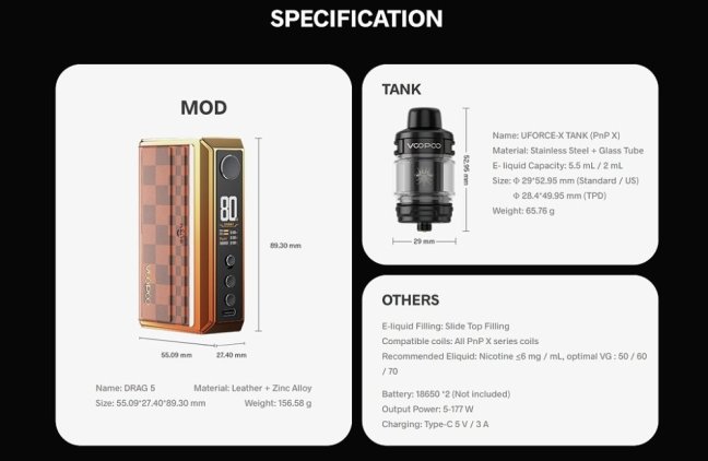 Voopoo Drag 5 - Full Kit s Uforce X Tank - 177W - Green