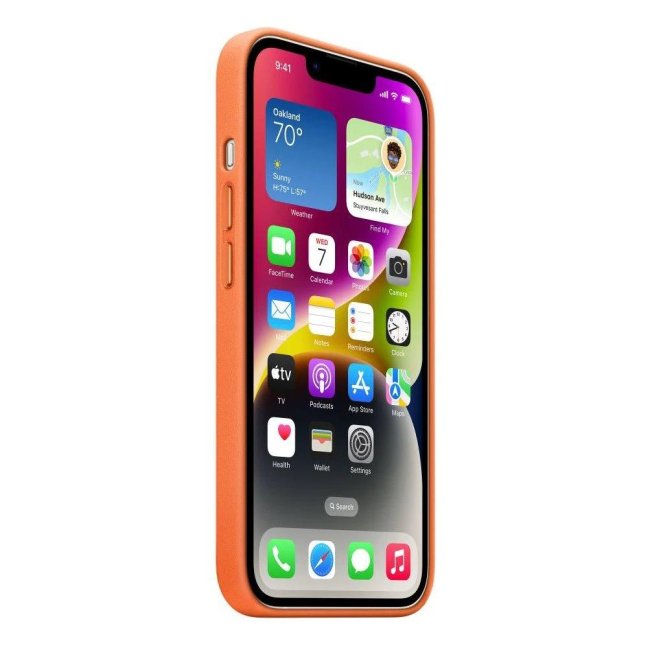 MPPF3ZM/A Apple Kožený Kryt vč. MagSafe pro iPhone 14 Plus Orange (Pošk. Balení)