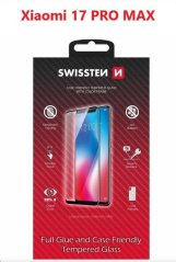 SKLO SWISSTEN FULL GLUE, COLOR FRAME, CASE FRIENDLY PRO XIAOMI 17 PRO MAX 5G ČERNÉ