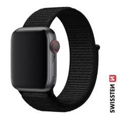 SWISSTEN ŘEMÍNEK PRO APPLE WATCH NYLONOVÝ 42 / 44 / 45 / 49 mm ČERNÝ