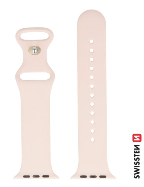 SWISSTEN ŘEMÍNEK PRO APPLE WATCH SILIKONOVÝ 42 / 44 / 45 / 49 mm PÍSKOVĚ RŮŽOVÝ