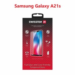 SKLO SWISSTEN FULL GLUE, COLOR FRAME, CASE FRIENDLY PRO SAMSUNG A217 GALAXY A21s ČERNÉ