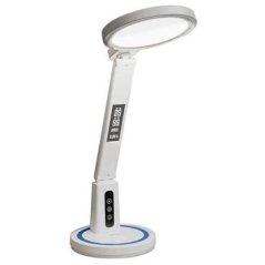 BEZDRÁTOVÁ STOLNÍ LED LAMPA DL-02 S HODINAMI, BÍLÁ