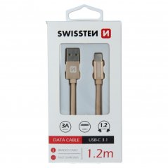 DATOVÝ KABEL SWISSTEN TEXTILE USB / USB-C 1,2 M ZLATÝ