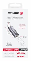 NABÍJECÍ ADAPTÉR SWISSTEN USB-C (samec) / LIGHTNING (samice) STŘÍBRNÝ