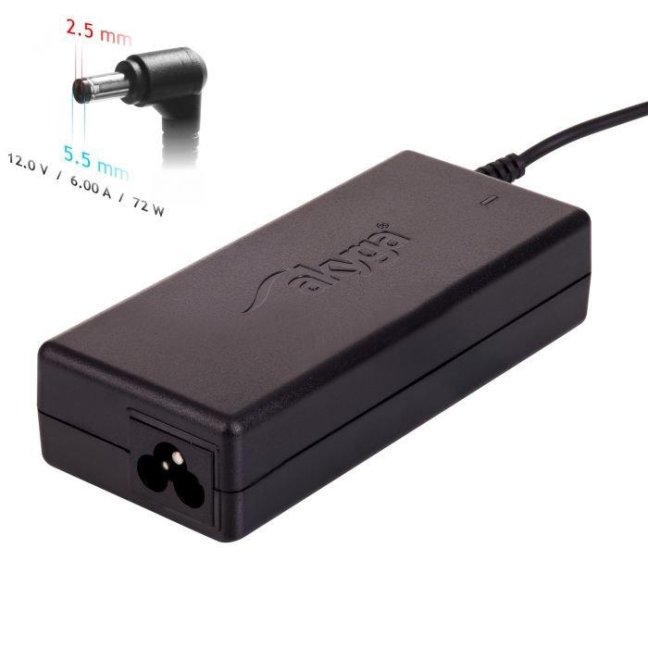 Akyga Nabíječka na notebook 12V/6.0A 72W 5.5x2.5 mm pro ACER/ITX skříně/LED