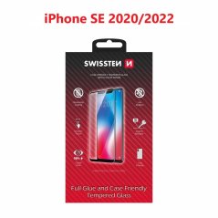 SKLO SWISSTEN FULL GLUE, COLOR FRAME, CASE FRIENDLY PRO APPLE IPHONE SE 2020/SE 2022 ČERNÉ