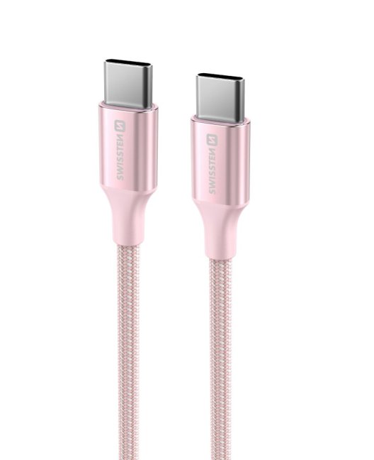 DATOVÝ KABEL SWISSTEN TEXTILE II USB-C / USB-C 1,5 M RŮŽOVÝ