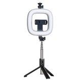 Selfie Stick Bluetooth + tripod + světlo - Black