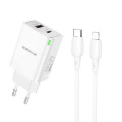 BOROFONE BN16 ODOLNÁ NABÍJEČKA - USB + TYP C - PD 45W 3A S KABELEM TYP C NA LIGHTNING BÍLÁ